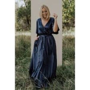 Baltic Born Savannah Print Navy Kimono Maxi Dress Small